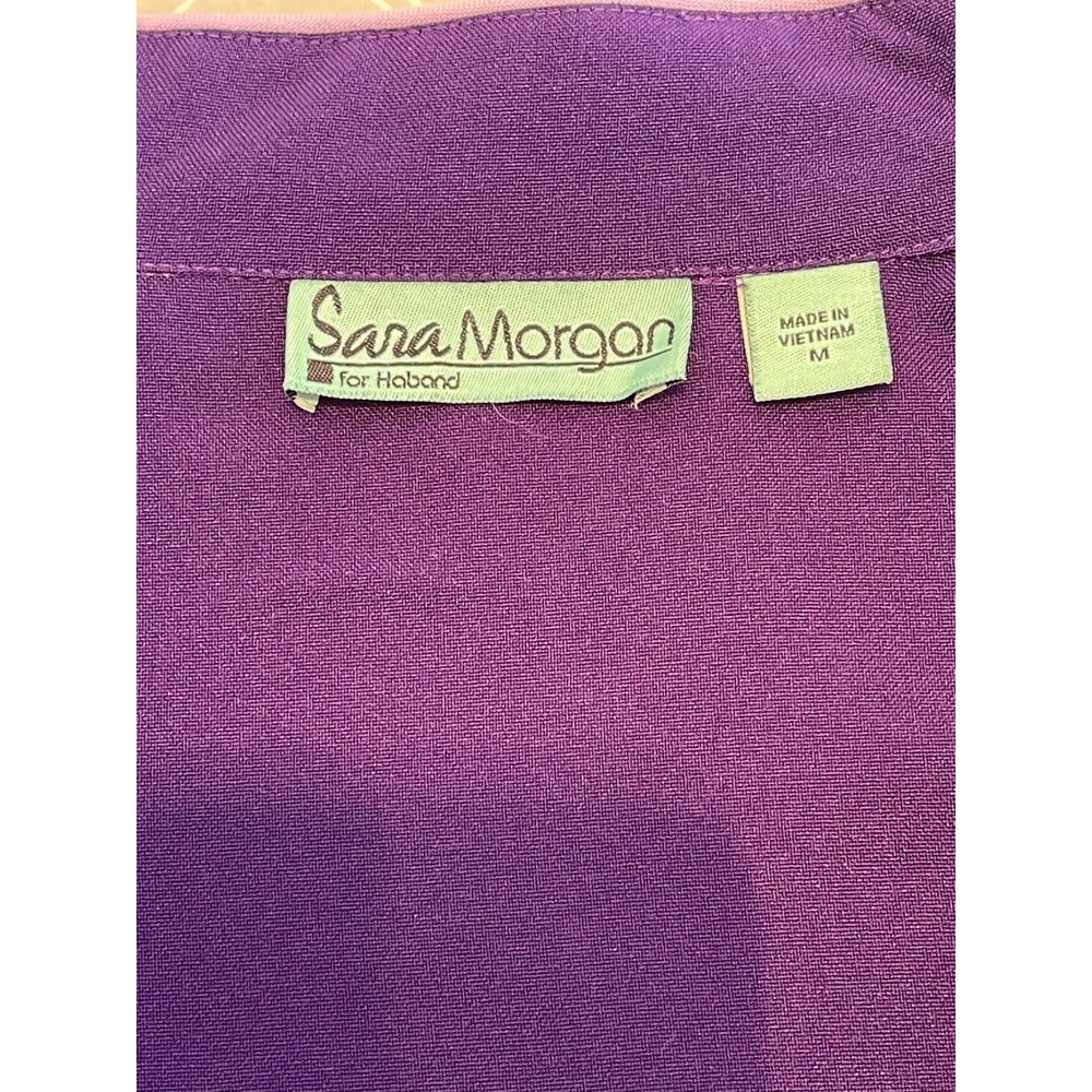 Sara Morgan for Haband Purple Embroidered Open Front Jacket Blazer Womens Medium - Picture 7 of 8